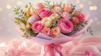 Красочный букетик на день рождения для любимой кумы