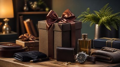 Креативная картинка с подарками на именины для тестя